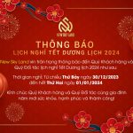 THÔNG BÁO NGHỈ TẾT DƯƠNG LỊCH 2024